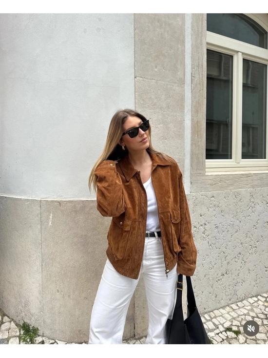 Zara Jackets & Blazers - Zara Brown Suede Leather Jacket